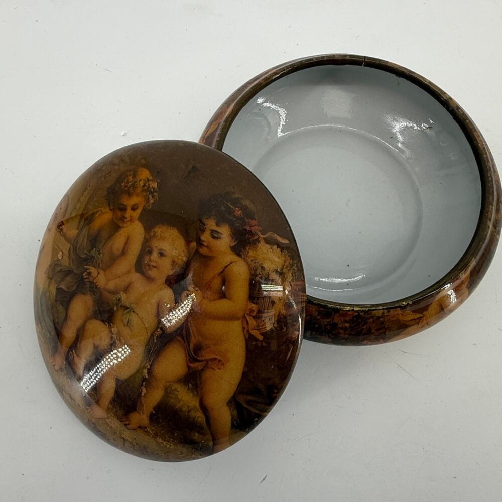 Cherub Angels Decorative Trinket Bowl Dish Vanity Classical Art 7 Inch Vintage